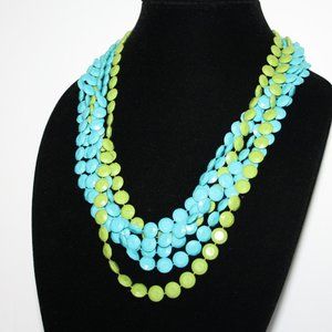 Vintage multi strand blue and green necklace 48"